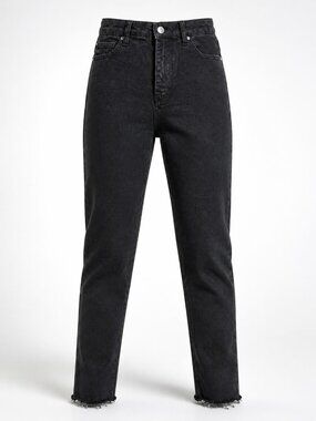 IM Black Label 7 High Rise Ariana Skinny Black Raw Hem Back Zip Jeans For Nights